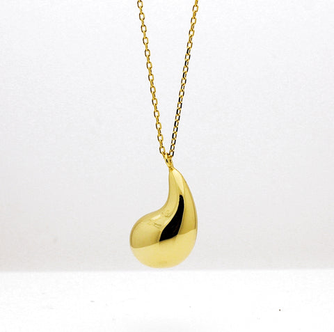 Sterling Silver Vermeil Polished Tear Drop Pendant Necklace