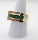Estate 14k Emerald and Diamond Ring