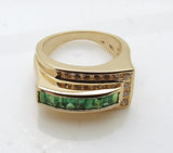 Estate 14k Emerald and Diamond Ring