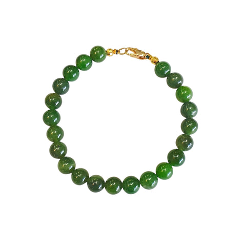 14k Nephrite Jade Bead Bracelet