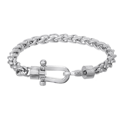 Giorgio Milano Steel Horse Shoe Wheat Link Bracelet
