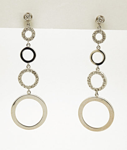 Sterling Silver CZ Circle Drop Earrings