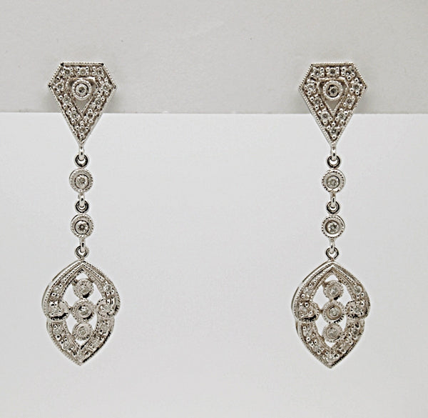 18k Diamond Drop Earrings Mira's Jewelers
