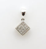 14k White Gold Princess Diamond Cluster Pendant .50 tcw