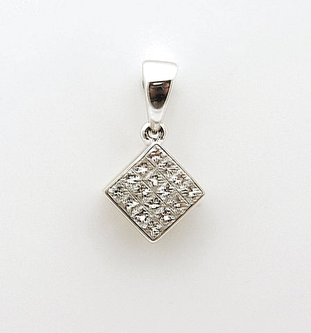 14k White Gold Princess Diamond Cluster Pendant .50 tcw