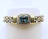 Estate David Yurman Double Wheat Link Blue Topaz Sterling 14k Bracelet