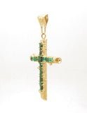 Estate 18k Gold and Emerald Cross Pendant