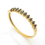 Estate 14k Sapphire and Diamond Hinged Bangle Bracelet