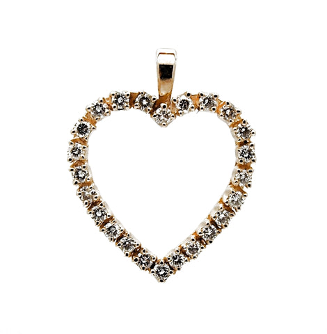 Estate 14k Diamond Heart Pendant