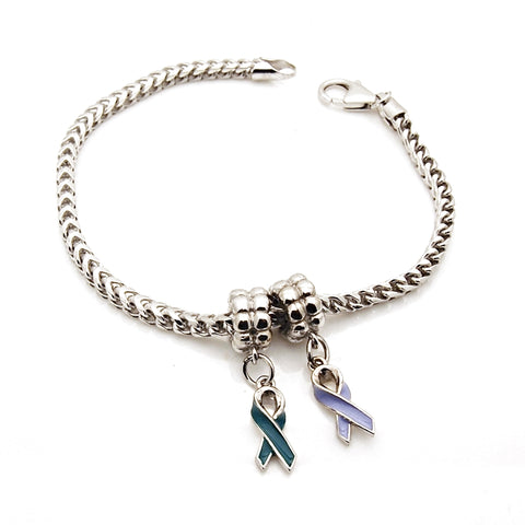 14k White Gold Cancer Awareness Ribbon Bracelet