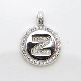 Sterling Silver CZ Initial Disk Pendant