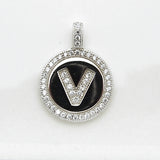 Sterling Silver CZ Initial Disk Pendant