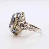 Estate 14k Filigree Synthetic Sapphire Ring