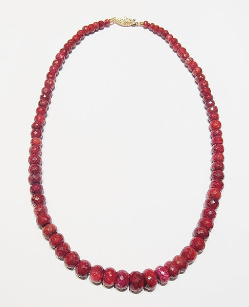 Beaded Faceted Ruby Necklace with Gold Beads