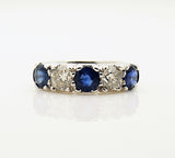 14k White Gold Blue Sapphire and Diamond Anniversary Band