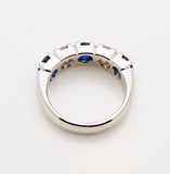 14k White Gold Blue Sapphire and Diamond Anniversary Band