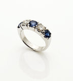 14k White Gold Blue Sapphire and Diamond Anniversary Band