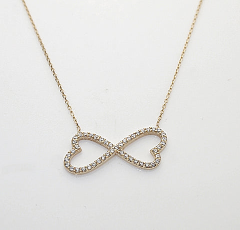 Sterling Silver Vermeil CZ Infinity Heart Necklace