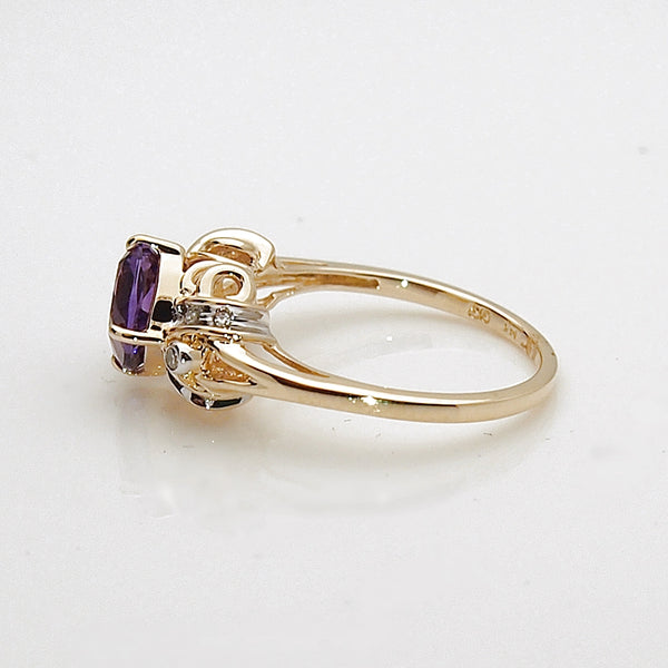 14k Gold Amethyst and Diamond Women's Ring Mira's Jewelers