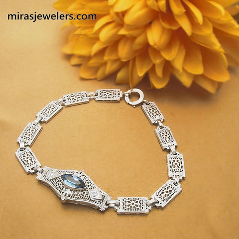 14k Art Deco Style Filigree Bracelet