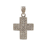 14k White Gold Diamond Cross Pendant Necklace