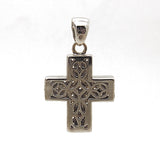 14k White Gold Diamond Cross Pendant Necklace