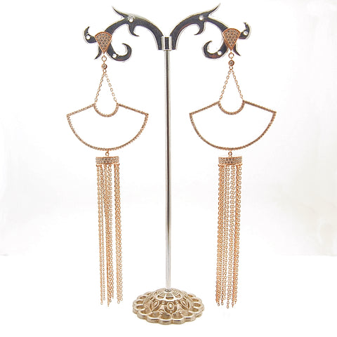 Sterling Silver CZ Tassel Drop Earrings