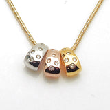 14k Tricolor Diamond Pendant Slide Necklace