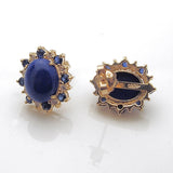 Estate 14k Yellow Gold Lapis Blue Sapphire and Diamond Earrings