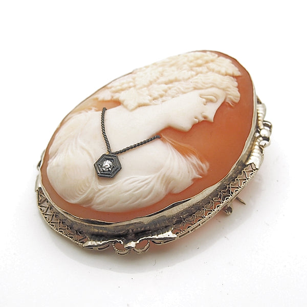 Vintage 14k Large Cameo with Diamond Pendant – Mira's Jewelers