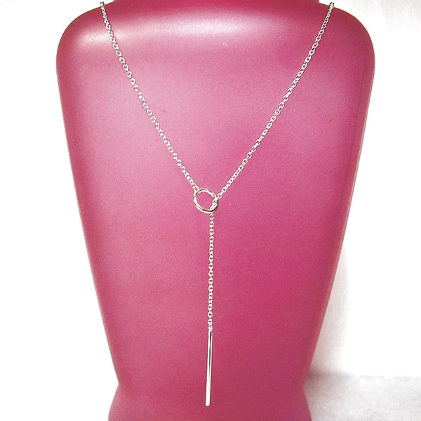 Sterling Silver Circle Bar Lariat Necklace Mira's Jewelers