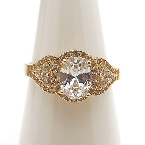 14k Oval  CZ Engagement Ring