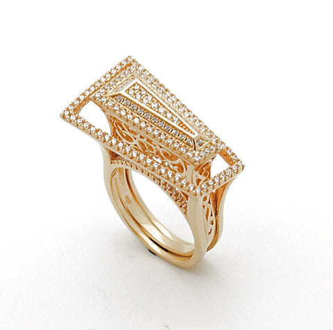 Sterling Silver 14k Gold Plated CZ Ring