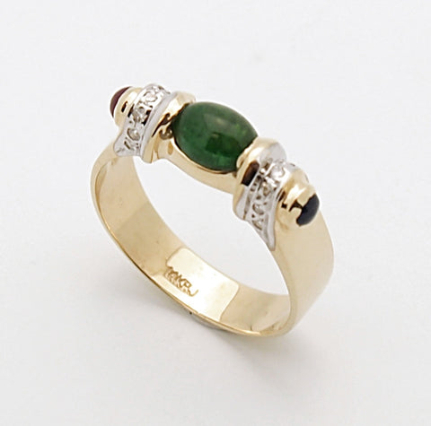 14k Emerald Cabochon Ladies Ring