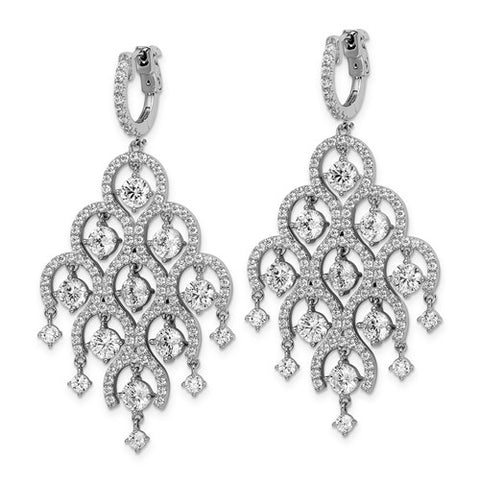 Sterling Shimmer Sterling Silver Rhodium-plated CZ Chandelier Dangle Hinged Earrings