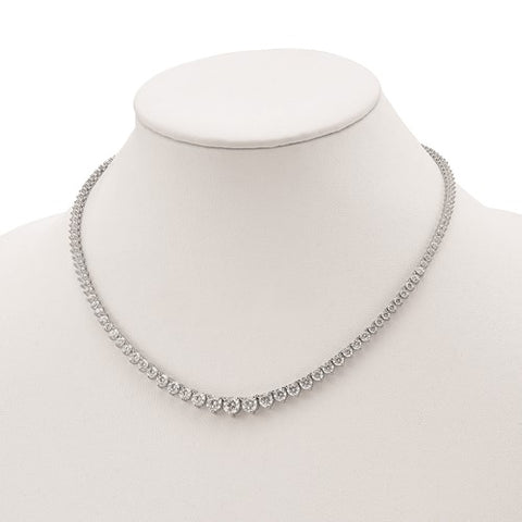 Sterling Shimmer Sterling Silver Rhodium-plated 17" Graduated CZ Necklace