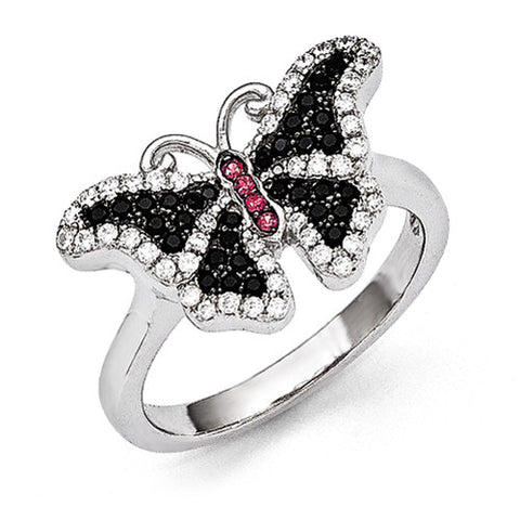 Sterling Silver & CZ Brilliant Embers Butterfly Ring