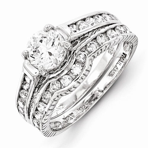 Sterling Silver 2-Piece CZ Wedding Set Ring