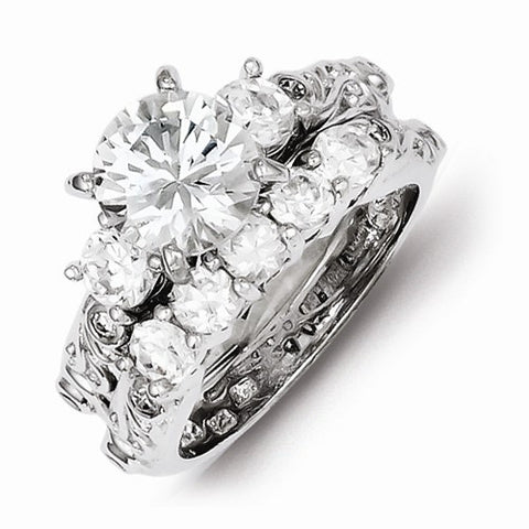 Sterling Silver 2-Piece CZ Wedding Set Ring