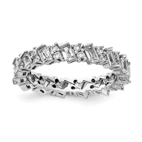 Sterling Shimmer Sterling Silver Rhodium-plated CZ Fancy Eternity Band