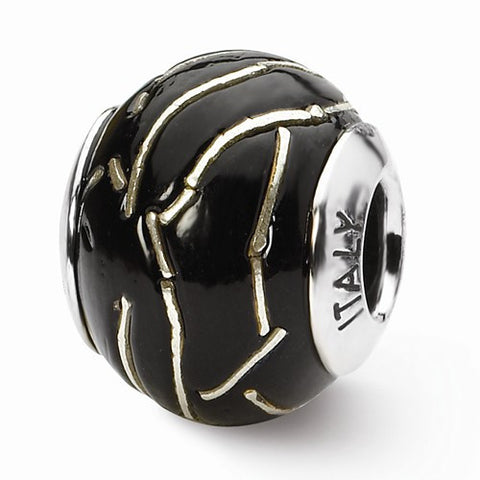 Sterling Silver Reflections Black/Silver Italian Murano Bead