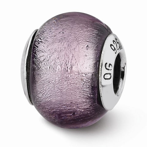 Sterling Silver Reflections Lavender Italian Murano Bead