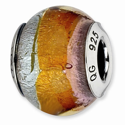 Sterling Silver Reflections Pink/Orange/Silver Italian Murano Bead