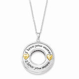 Sterling Silver Gold Plated Antiqued CZ I Love You More 18in. Necklace