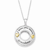 Sterling Silver Gold Plated Antiqued CZ I Love You More Grandma 18in. Necklace