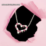 Estate Tiffany & Co. Platinum Pink Sapphire & Diamond Mini Heart Pendant Necklace