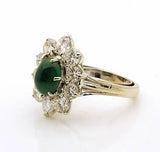 Estate 14k white Gold Emerald Diamond Women's Ring