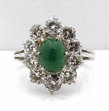 Estate 14k white Gold Emerald Diamond Women's Ring