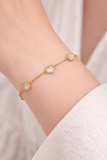14k Gold Mother of Pearl Station Heart Bracelet