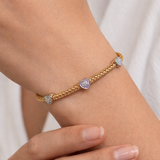 14k Diamond Heart Flex Bangle Bracelet